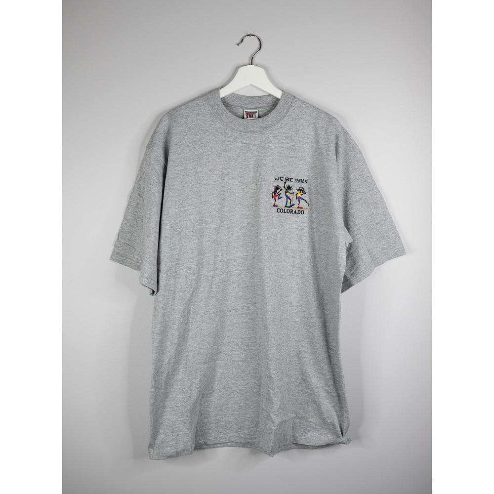 Vtg TSC West T-Shirt Mens XL Grey Excellent We Be Hikin Colorado Embroidered Tee
